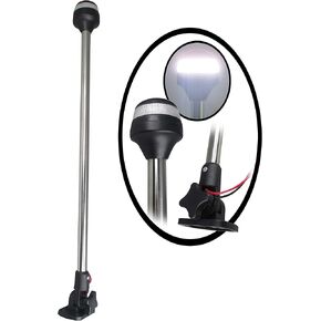 Pactrade Marine Boat LED Anchor All Round Light SS Pole Fold Down 25''L 12V 2NM USCG A16 Certified