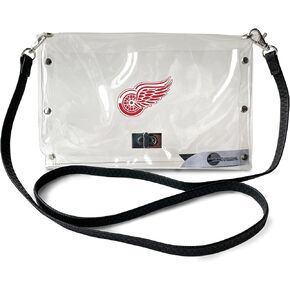 Littlearth Detroit Red Wings NHL Clear Envelope Purse with Black Fashion Strap