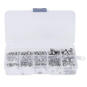 ViaGasaFamido Allen Head Socket Hex Grub Screw Cone Point Set Screw Metric 304 Stainless Steel Set Screws Bolts Assortment Kit M3 M4 M5 M6 M8 with Storage Box