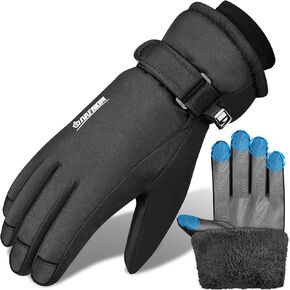 Waterproof Winter Gloves with Fleece Lining, -20℉ Coldproof Touch Screen Men Women Thermal Ski Gloves for Outdoor Sports