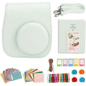 VBESTLIFE Camera Bundle for Fujifilm Instax Mini 12, with 10 Cardstock Frames, 20 Stickers, Carrying Case, 4 Filters, 1 Album, 5 Plastic Frames, 10 Clips (Light Pin k)