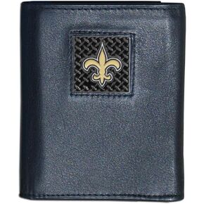 Siskiyou NFL New Orleans Saints Gridiron Leather Tri-Fold Wallet Black