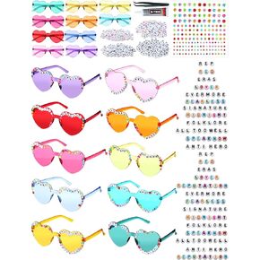 20 Pairs DIY Heart Shaped Sunglasses in My Era T.S. Popular Singer Party Favors Colored Friendship Party Sunglasses for 1989 Girls Women Singer Concert Fans 2024 Graduation Party Gifts