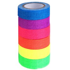 Glow in The Dark Neon Tape - UV Blacklight Reactive, 0.6in X 16.5ft Neon Gaffer Tape- Perfect for Parties, Crafts, and More,6 Rolls (6, Mix Color)