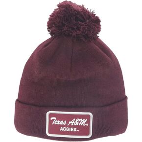 ZHATS NCAA Officially Licensed Pom Beanie Patch Brick Team Color