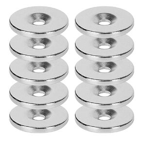 10 Pack Rare Earth Magnets Super Strong Neodymium Disc Countersunk Hole Magnet, Permanent Rare Earth Disc Magnets for Fridge, DIY, Scientific, Craft, and Office - 0.98 inch D x 0.12 inch H, Pack of 10