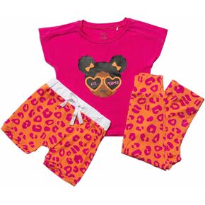 Lil Mama 3 Piece Set -Short Sleeve Top Long Bottoms & Matching Shorts Baby Girl Clothes Toddler Outfits Summer Casual Girls Clothing Cute Set Yellow 3T in Saudi Arabia