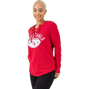 Ultra Game NFL Womens Long Sleeve Fleece Lace Up Sweatshirt