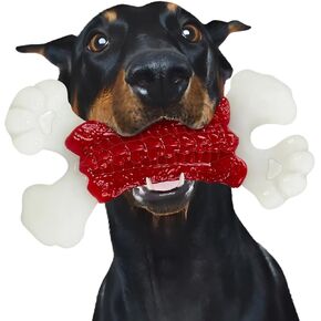 Dog Toys for Aggressive Chewers, Dog Toys for Large Dogs, Indestructible Dog Bones for Aggressive Chewers, Tough and Durable Dog Chew Toy, Real Bacon & Beef Flavors