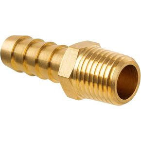 5/16" Barb x 1/4" NPT Male Pipe, Brass Hose Barb Fitting for Air, Gas, Fuel, Oil (1-Pack)