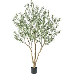 Majestic Artificial Olive Tree 7ft with Realistic Leaves and Olives – Full and Grand Design Faux Olive Tree 84in, Fake Olive Tree with Sturdy Base for Indoor Outdoor Office Décor.