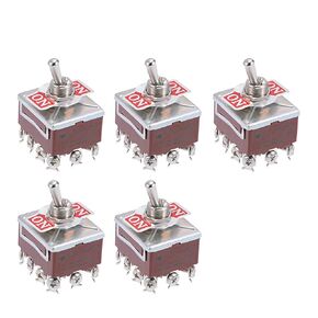 uxcell® 4PDT Lacthing Rocker Toggle Switch Heavy-Duty 10A 380V 15A 250V 12P ON/ON Metal Bat 5pcs
