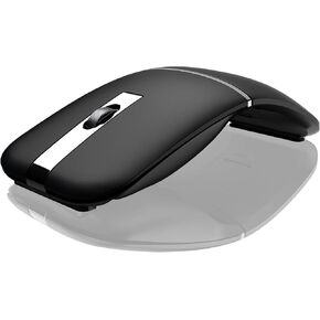 Arc Wireless Mouse with Bluetooth or 2.4 GHz USB Receiver, Slim Silent Rechargeable Portable Curved Mouse, Quiet Click, 180° Rotating Computer Mouse for Laptop/Notebook/iPad/PC/Mac/Chromebook - Black