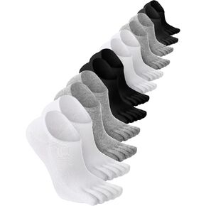 Bencailor 6 Pairs Women Toe Socks Cotton No Show Low Cut Invisible Socks Athletic Running Socks with Toes Separated for Men