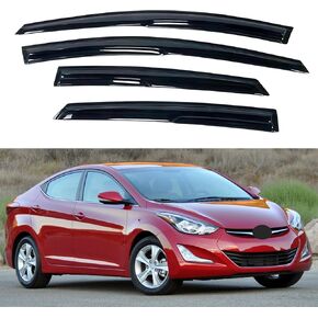Window Visor Compatible with Hyundai Elantra Sedan 2011-2016, Rain Guard Tape-On Extra Durable Sun Wind Air Side Vent Window Deflector, 2011 2012 2013 2014 2015 2016 (Excludes GT)