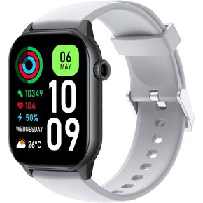 Fitness Tracker, Smart Watch, Blood Pressure Monitor Watch, 2" HD Color Touchscreen with Heart Rate Monitor, Sleep Tracker IP68 Waterproof, GPS, Activity Tracker for Women Men (Grey)