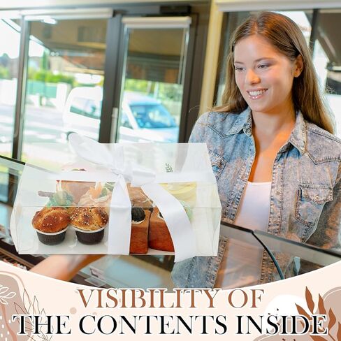 12 قطعة من علب الكيك مقاس 14 × 10 × 4 بوصة، علبة كعك شفافة، علبة كعك مستطيلة، صناديق مخبوزات مع شريط PVC، صندوق حلوى كبير لربع ورقة كعكة، معجنات، خبز، كب كيك، دونات، تغليف بسكويت in Kuwait