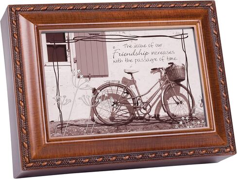 Cottage Garden Friendship Bicycle Woodgrain Rope Trim Music Box Plays That's What Friends are for in Saudi Arabia