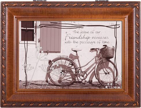 Cottage Garden Friendship Bicycle Woodgrain Rope Trim Music Box Plays That's What Friends are for in Saudi Arabia