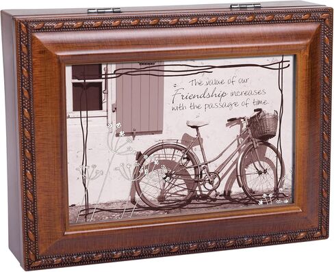 Cottage Garden Friendship Bicycle Woodgrain Rope Trim Music Box Plays That's What Friends are for in Saudi Arabia