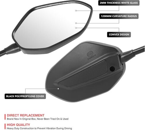 DNA MOTORING Front Pair of ATV SideView Mirror Fits 7/8" Handlebar Compatible With Honda Suzuki Yamaha Kawasaki AVTs Scooters Dirt Bikes, Irregular shape Style, MP-MR-A005 in Saudi Arabia