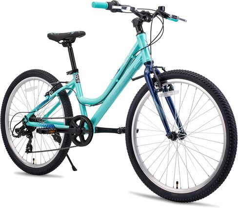 Revere Kids 24" Girls 7-Speed Cruiser Children's Bicycle for Ages 7-11 Years Old. Lightweight Aluminum Frame and Fork, Easy to Ride! (Pink/Cyan) in Saudi Arabia