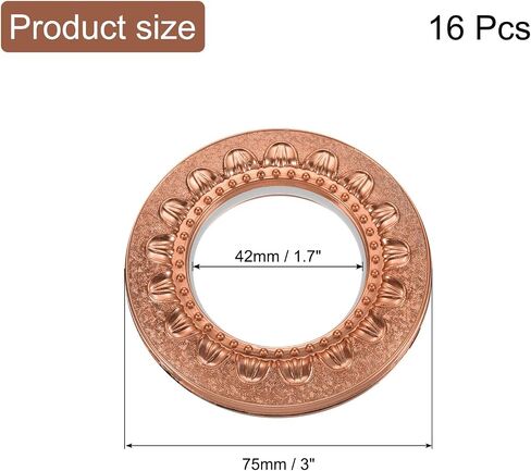 uxcell 16pcs Curtain Grommets, 1-5/7"(42 mm) ID Pattern Window Curtain Panels Eyelet Rings Low-Noise Sliding Roman Curtain Hardware Clip Rings for Home Curtain Rod, Cyan in Saudi Arabia