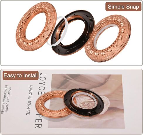 uxcell 16pcs Curtain Grommets, 1-5/7"(42 mm) ID Pattern Window Curtain Panels Eyelet Rings Low-Noise Sliding Roman Curtain Hardware Clip Rings for Home Curtain Rod, Cyan in Saudi Arabia