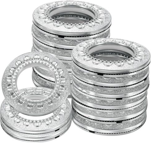uxcell 16pcs Curtain Grommets, 1-5/7"(42 mm) ID Pattern Window Curtain Panels Eyelet Rings Low-Noise Sliding Roman Curtain Hardware Clip Rings for Home Curtain Rod, Cyan in Saudi Arabia