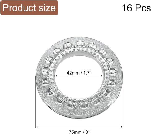 uxcell 16pcs Curtain Grommets, 1-5/7"(42 mm) ID Pattern Window Curtain Panels Eyelet Rings Low-Noise Sliding Roman Curtain Hardware Clip Rings for Home Curtain Rod, Cyan in Saudi Arabia