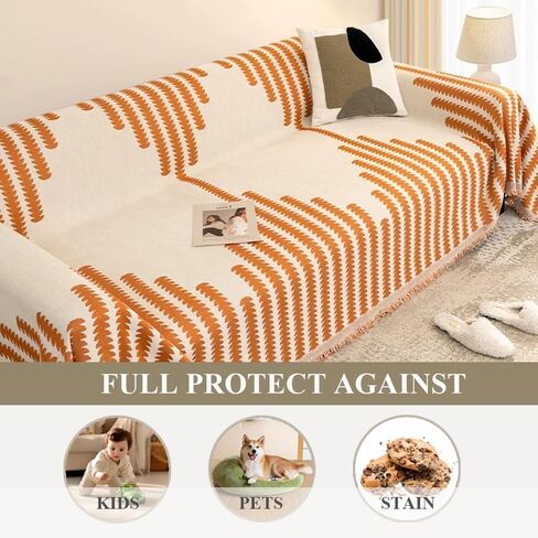 Sofa Cover for Sectional Couch Covers for Dogs Cats Couch Cover with Tassel L Shaped Cover Washable Furniture Protector Chenille Sofa Slipcovers for 3 Cushion Couch,Black, 71’’X134‘’ in Saudi Arabia
