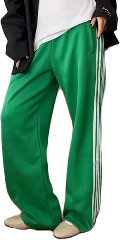 UAURORAO Women Y2k Track Pants Baggy Striped Joggers Sweatpants Elastic Waist Color Block Parachute Pants with Pockets in Saudi Arabia
