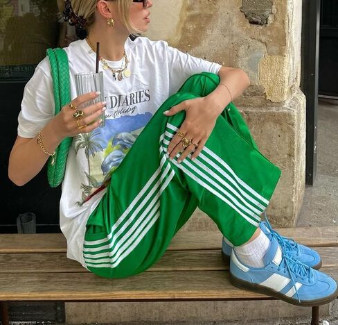 UAURORAO Women Y2k Track Pants Baggy Striped Joggers Sweatpants Elastic Waist Color Block Parachute Pants with Pockets in Saudi Arabia