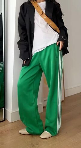 UAURORAO Women Y2k Track Pants Baggy Striped Joggers Sweatpants Elastic Waist Color Block Parachute Pants with Pockets in Saudi Arabia