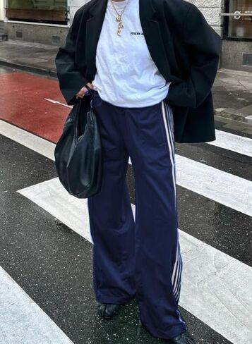 UAURORAO Women Y2k Track Pants Baggy Striped Joggers Sweatpants Elastic Waist Color Block Parachute Pants with Pockets in Saudi Arabia
