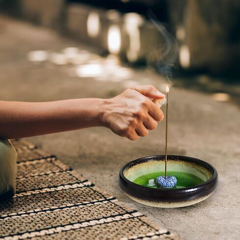 Incense Holder for Sticks, Coil Incense, Sage Cones, Handcrafted Ceramic Incense Burner Holder, Ash Catcher, Smudge Bowl for Yoga Meditation Room Decor in Saudi Arabia