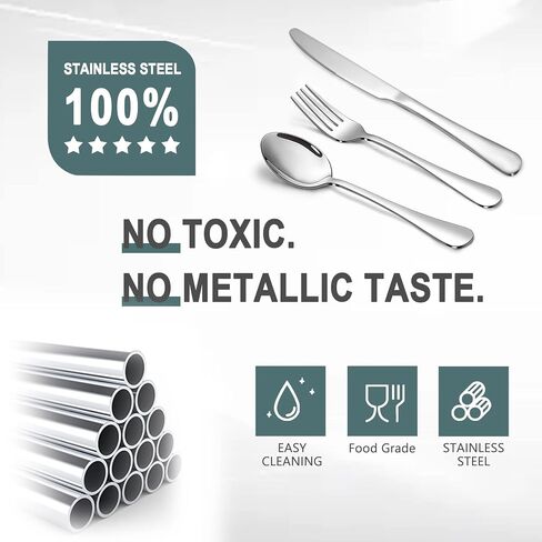 Stainless Steel 12PCS Dinner Set combo with 4 Dinner Knives, 4 Dinner Forks, 4 Dinner Spoons，Silverware Set for Home, Kitchen and Restaurant, Mirror Polished& Dishwasher Safe in Saudi Arabia