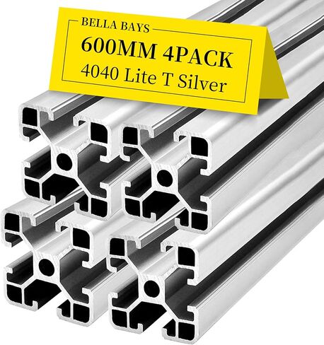 BELLA BAYS 4pcs 23.62 inch 600mm 4040 T Slot Aluminum Extrusion Profile European Standard Anodized Silver Extruded Linear Rail Guide Frame for 3D Printer Laser Engraving Machine CNC Workbench DIY in Kuwait