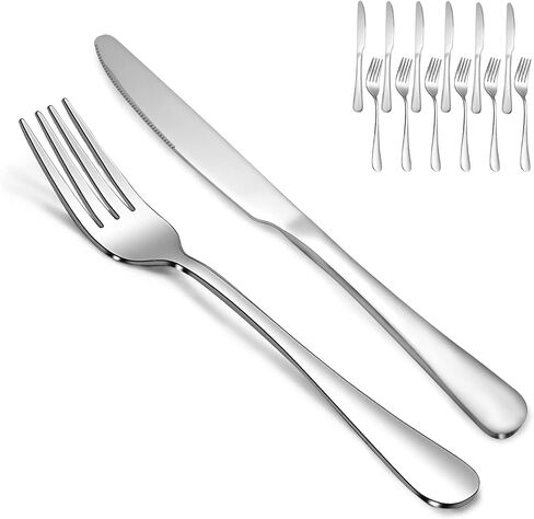 Stainless Steel 12PCS Dinner Set combo with 4 Dinner Knives, 4 Dinner Forks, 4 Dinner Spoons，Silverware Set for Home, Kitchen and Restaurant, Mirror Polished& Dishwasher Safe in Saudi Arabia