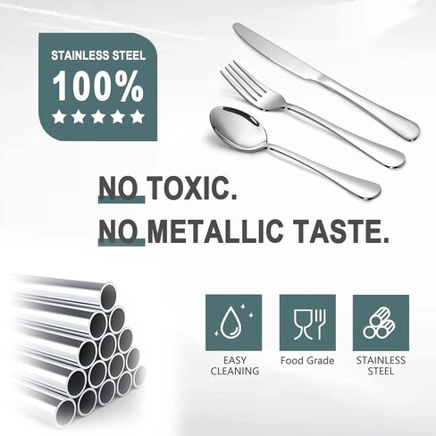 Stainless Steel 12PCS Dinner Set combo with 4 Dinner Knives, 4 Dinner Forks, 4 Dinner Spoons，Silverware Set for Home, Kitchen and Restaurant, Mirror Polished& Dishwasher Safe in Saudi Arabia