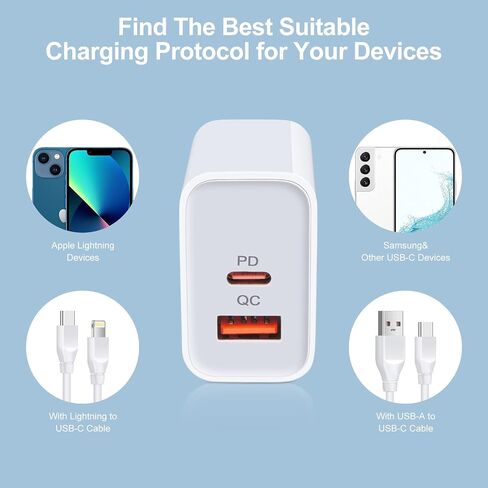 20W Android Samsung USB C Charger Block Fast Charging for Samsung Galaxy S24 Ultra/S24 Plus/A55/A35/S23 Ultra/S23FE/A25/A15/A05S/A53/A14/A13/A03S/A54, Fast Wall Charger Adapter USB C+QC3.0 Brick Cube in Saudi Arabia