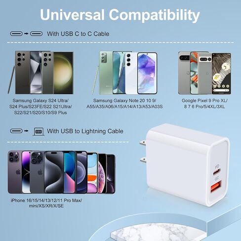 20W Android Samsung USB C Charger Block Fast Charging for Samsung Galaxy S24 Ultra/S24 Plus/A55/A35/S23 Ultra/S23FE/A25/A15/A05S/A53/A14/A13/A03S/A54, Fast Wall Charger Adapter USB C+QC3.0 Brick Cube in Saudi Arabia