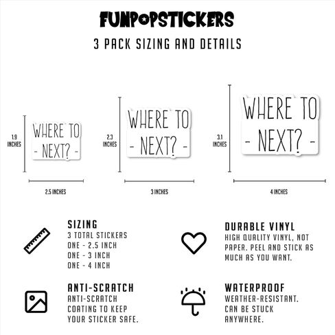 Where to Next Sticker Travel Wanderlust Stickers - 3 Pack - Set of 2.5, 3 and 4 Inch Vinyl Laptop Stickers - for Laptop, Phone, Water Bottle, Car & More Decal (3 Pack) S214697-3Pack in Saudi Arabia
