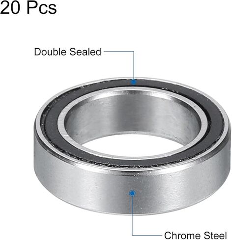 uxcell 20pcs 695-2RS Miniature Deep Groove Ball Bearings 5x13x4mm Double Sealed Bearings (Blue) for Electric Motor, Home Appliances, Machinery, P6 (ABEC 3) in Saudi Arabia