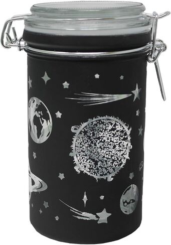 TMI ash Jars Large 6 Tall Airtight Glass Herb orage Jar - See-through Solar Syem Design on Froed Black in Saudi Arabia