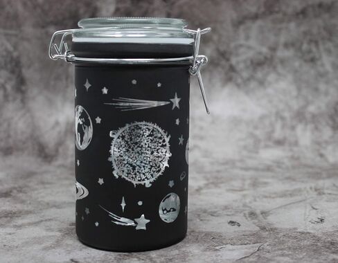 TMI ash Jars Large 6 Tall Airtight Glass Herb orage Jar - See-through Solar Syem Design on Froed Black in Saudi Arabia