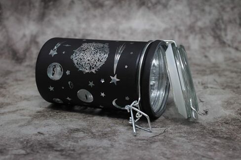 TMI ash Jars Large 6 Tall Airtight Glass Herb orage Jar - See-through Solar Syem Design on Froed Black in Saudi Arabia