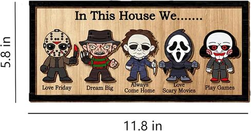 QYN In This House We Horror Sign Halloween ديكور غرفة الرعب الهالوين ديكور المنزل، قطعتان حامل ومعلق (11.8 × 5.8 بوصة) in Saudi Arabia