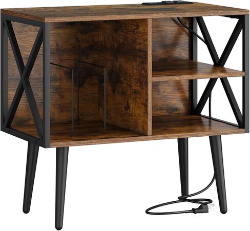 خزانة حامل مشغل التسجيل YINMIT، حامل القرص الدوار مع محطة شحن ومنفذ USB، طاولة مشغل التسجيل مع تخزين الفينيل، تحمل ما يصل إلى 200 ألبوم، طاولة عرض التسجيل للألبومات والكتب والمجلات in Kuwait