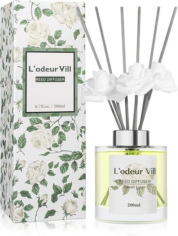 L'odeur Vill Reed Diffuser Set, 6.7 oz Red Rose Scented Diffuser with 6 Sticks, Reed Diffuser with 3 Artificial Rose Home Fragrance for Bathroom Shelf Decor in Saudi Arabia